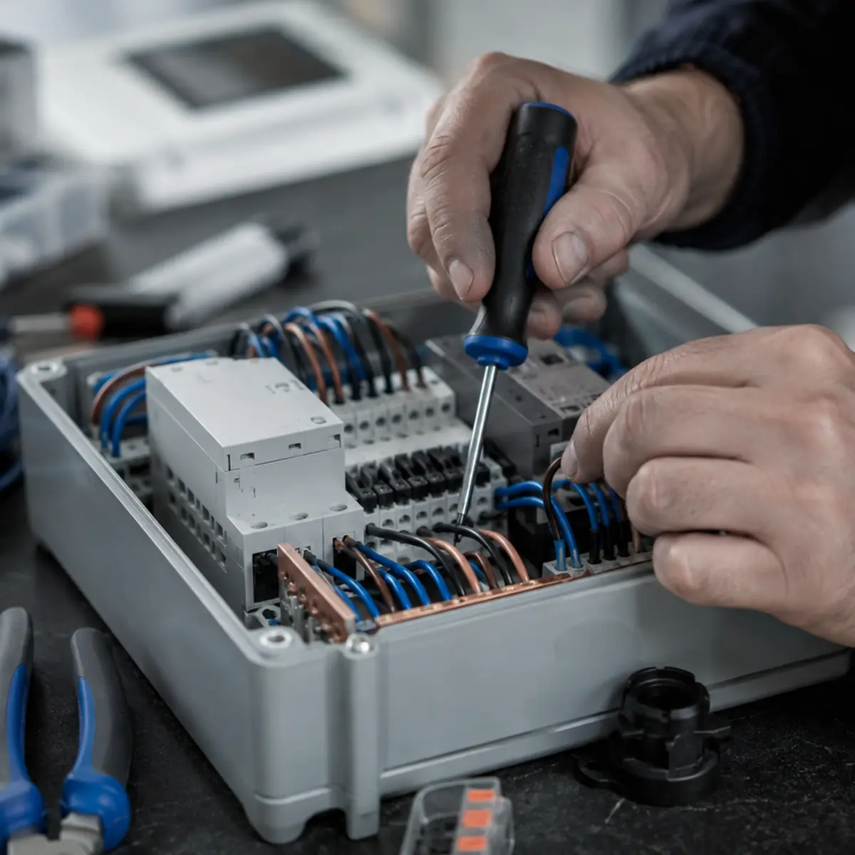 Détail d'un câblage électrique moderne