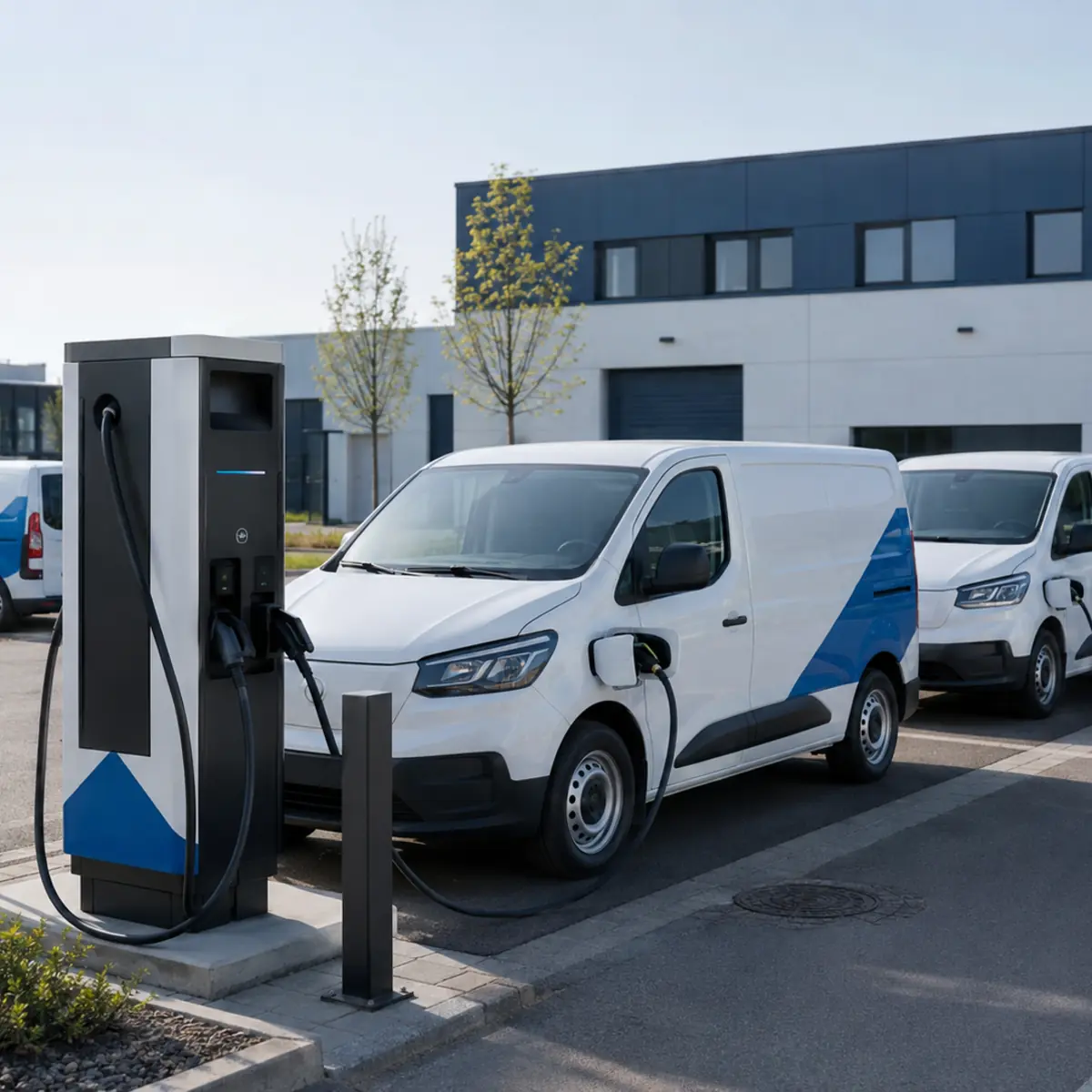 Station de recharge rapide pour une flotte de véhicules utilitaires électriques