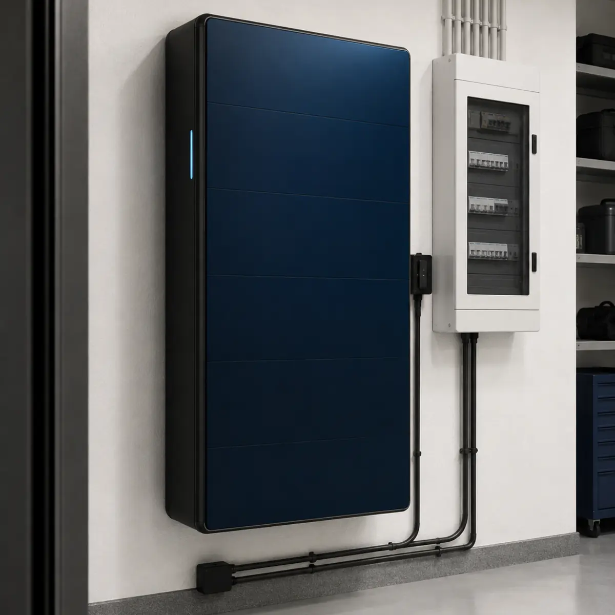 Batterie de stockage domestique installée dans un local technique